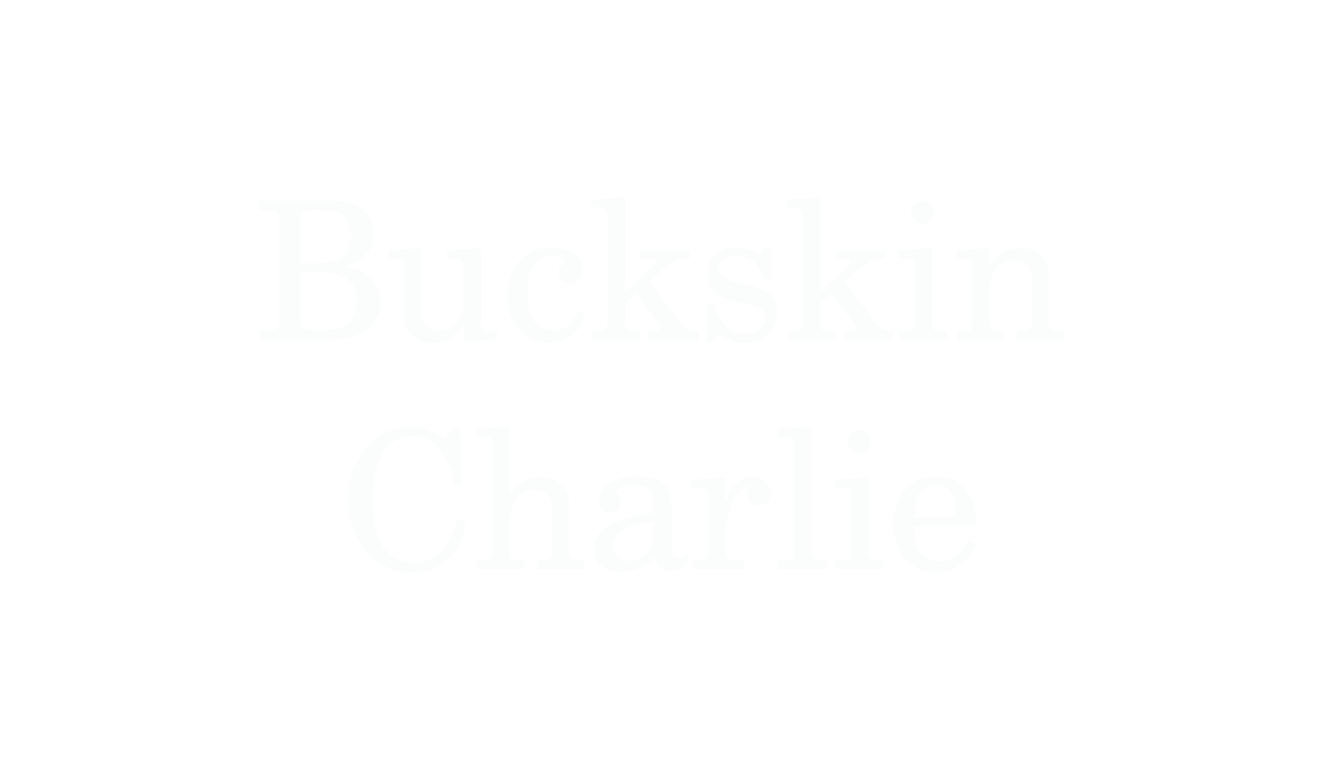 A black background with the words "Buckskin Charlie" written in white.